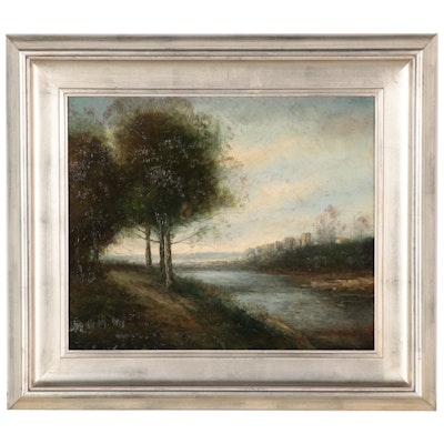 L. Stephano Riverscape Oil Painting