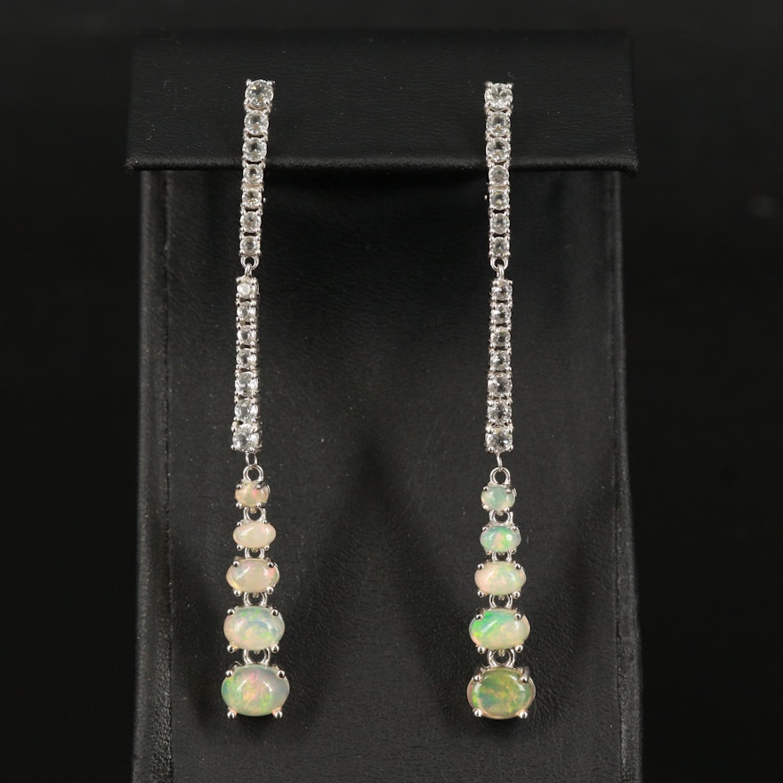 Sterling Opal and Topaz Shoulder Dusters