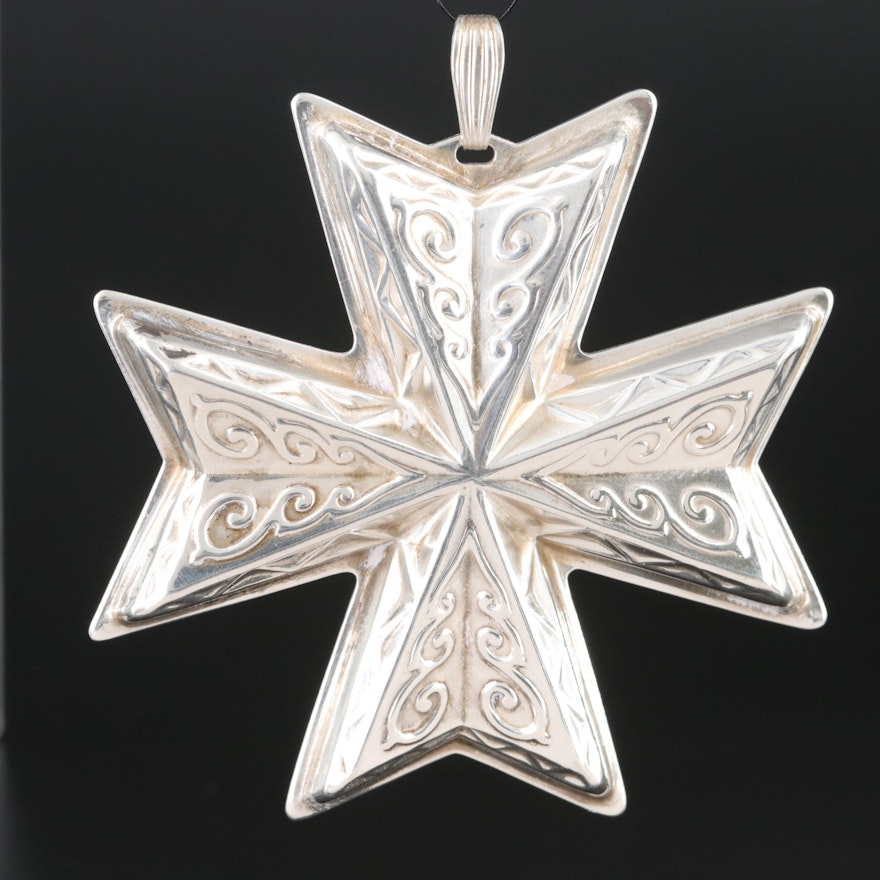 Reed & Barton "Christmas Cross" Sterling Silver Annual Ornament, 1977