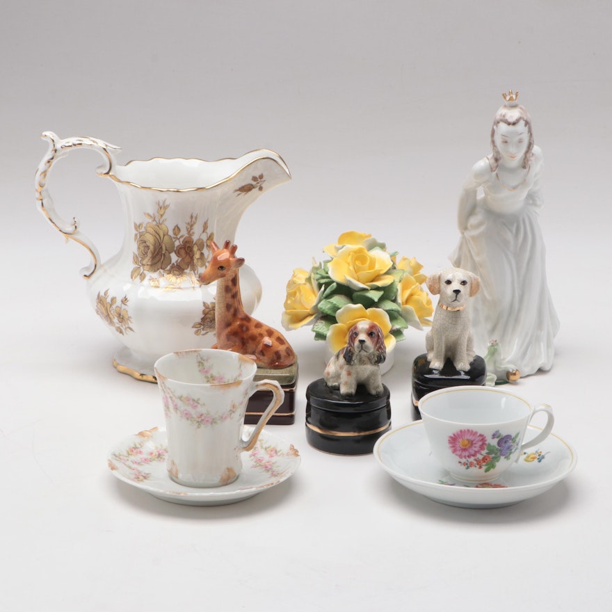 Takahashi and Other Trinket Boxes with Rosenthal Porcelain Figurine and More