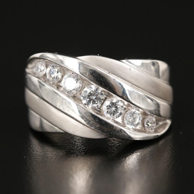 Sterling Cubic Zirconia Fluted Band