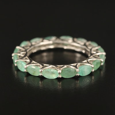 Sterling Emerald Eternity Band