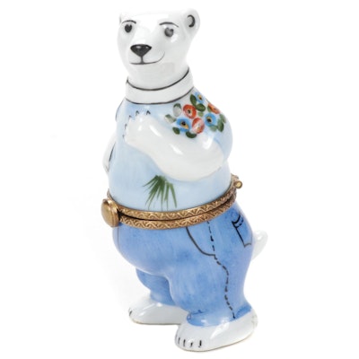 La Gloriette Hand-Painted Porcelain Polar Bear Limoges Box