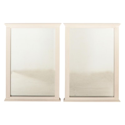 Pair of Contemporary 25" Wood Framed Vanity Mirror in White