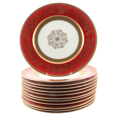 Edgerton Encrusted Porcelain Dinner Plates, Early to Mid 20th Century