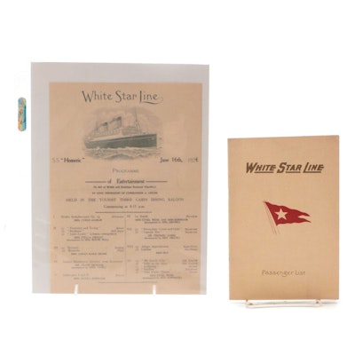 White Star Line Steamer Passenger List and S.S. Homeric Program, 1926
