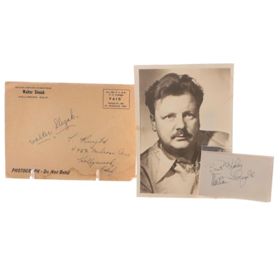 Walter Slezak Actor "Best Wishes" Cut Autograph with Envelope and Movie Print