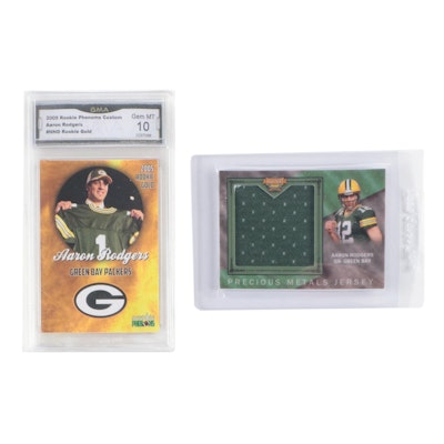 2005 Aaron Rodgers Phenoms GMA GEM MINT 10 Rookie and 2018 Jersey Card
