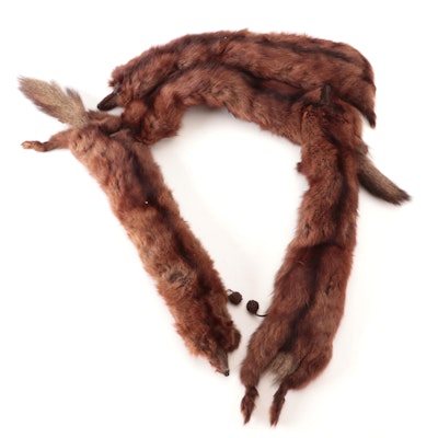 Mahogany Dyed Full-Pelt Squirrel Fur Stole
