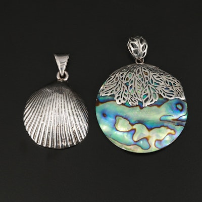 Sterling Abalone Doublet and Shell Design Pendants