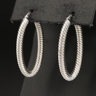Italian 14K Braided Oval Hoop Earrings