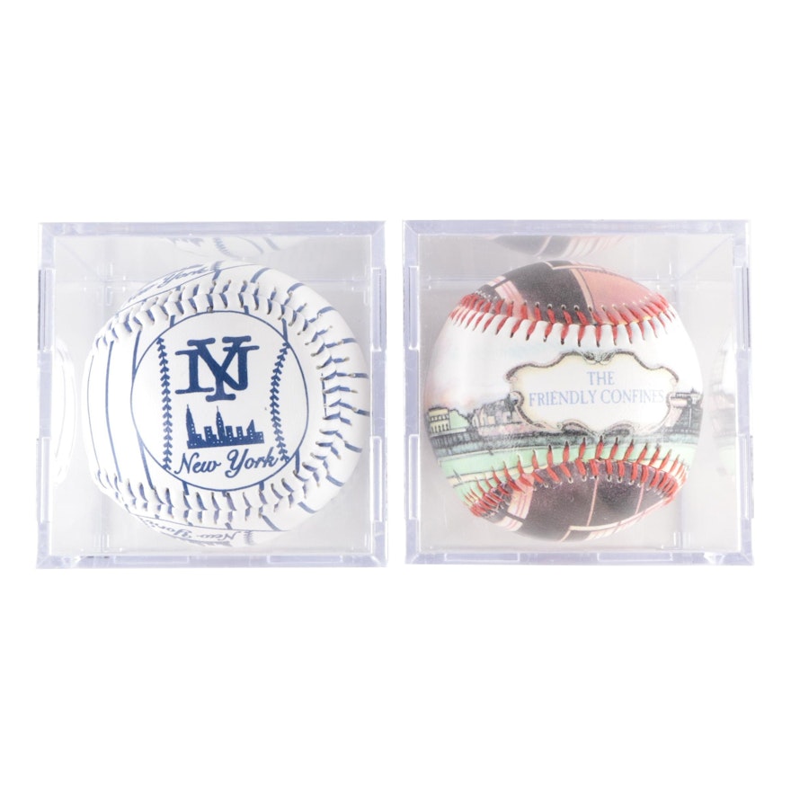 Chicago Cubs Wrigley Field and New York Yankees Baseballs