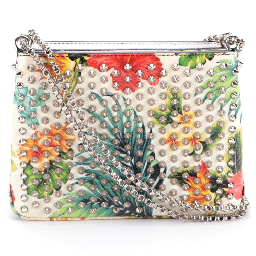 Christian Louboutin Triloubi Small Chain Bag in Spiked Botanical Print Leather