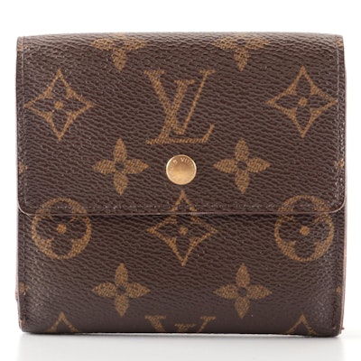 Louis Vuitton Elise Trifold Wallet in Monogram Coated Canvas with Box