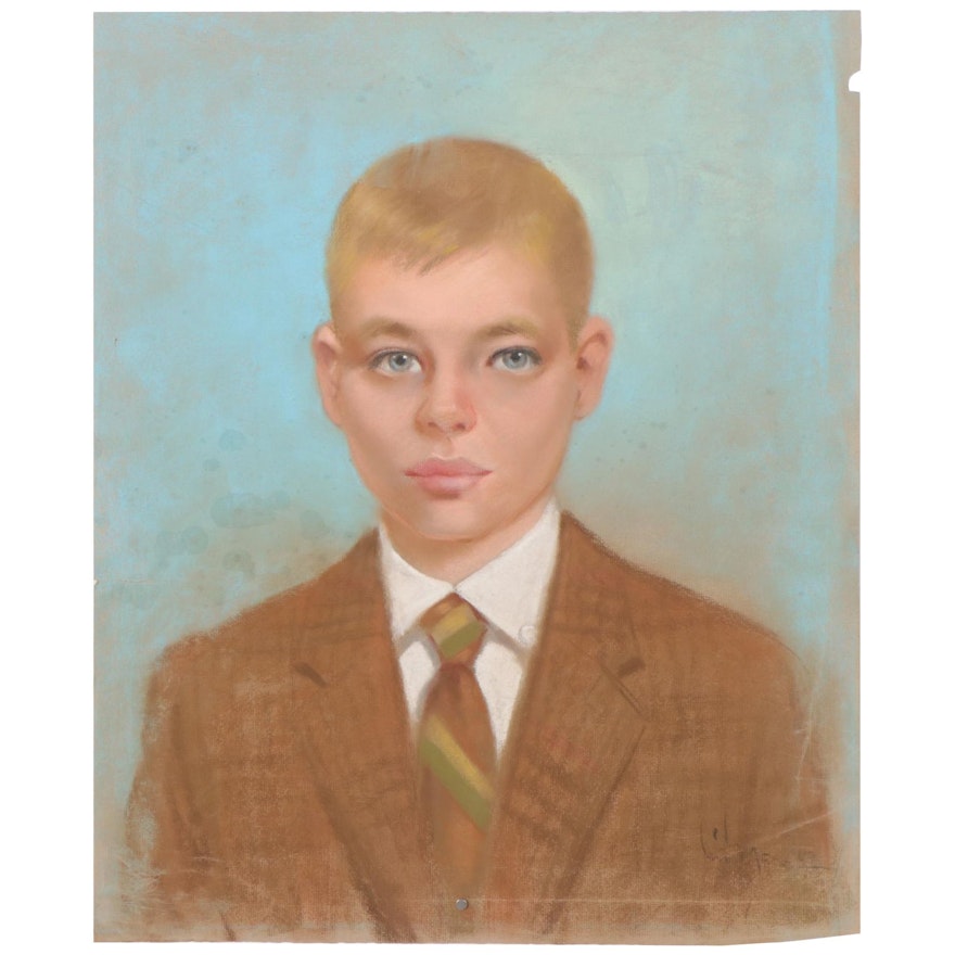 Pastel Portrait Drawing of Young Boy