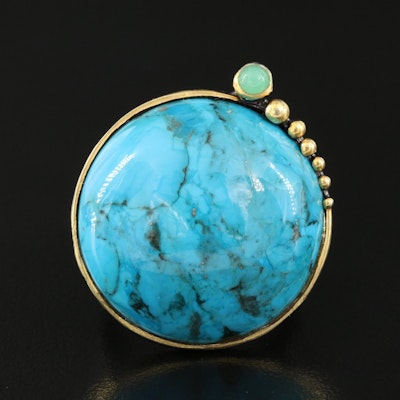 Sterling Faux Turquoise and Chalcedony Ring