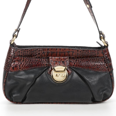 Brahmin Croc-Embossed and Grained Leather Baguette Bag