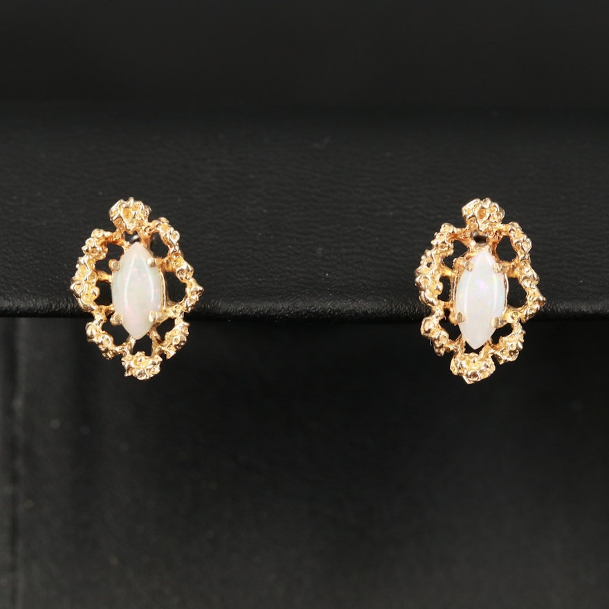 14K Opal Biomorphic Earrings
