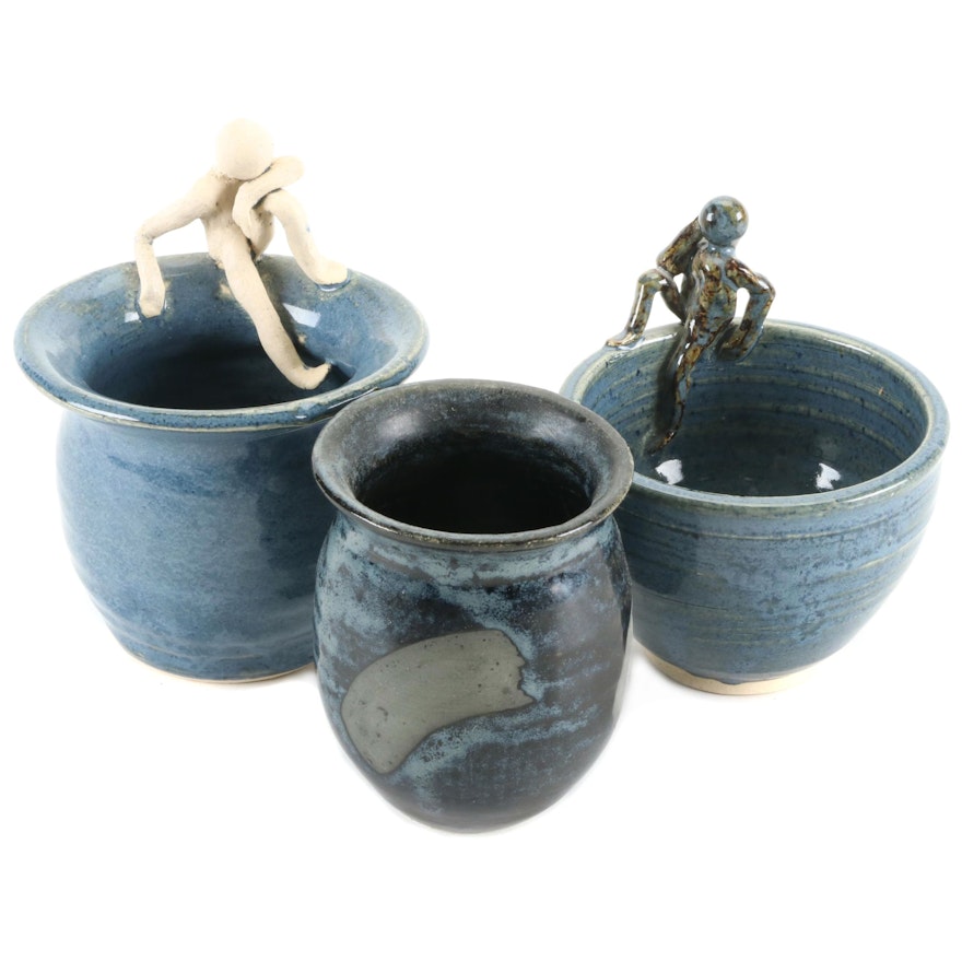 Marcia Hand-Thrown Art Pottery Planters and Vase