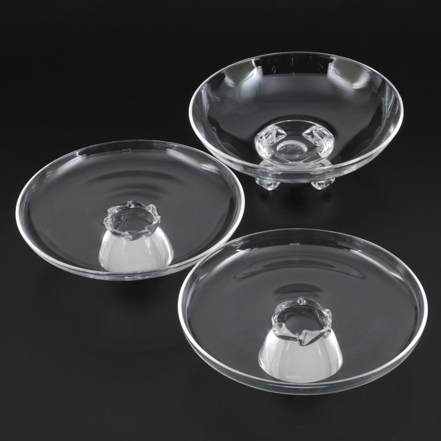 Steuben Art Glass Footed Cake Stands and Centerpiece Bowl