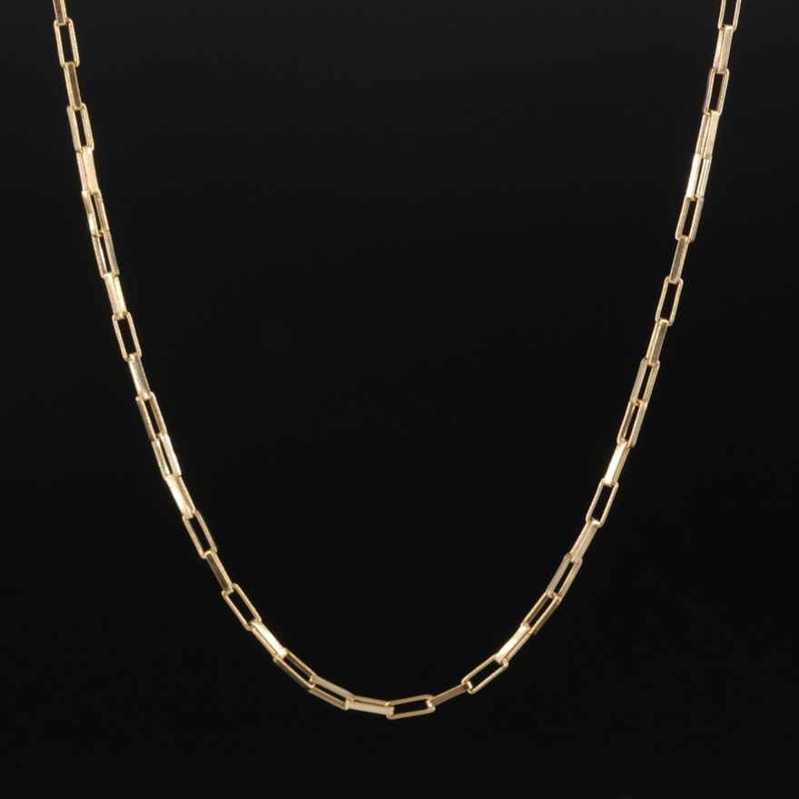 14K Rectangle Box Chain Necklace
