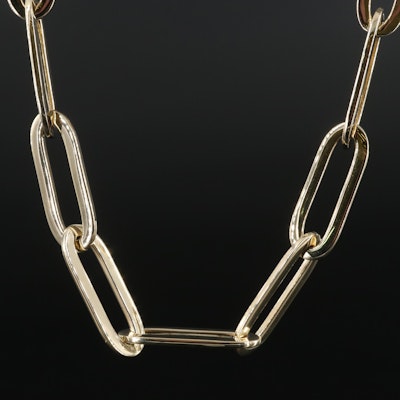 Italian 14K Elongated Cable Chain Necklace