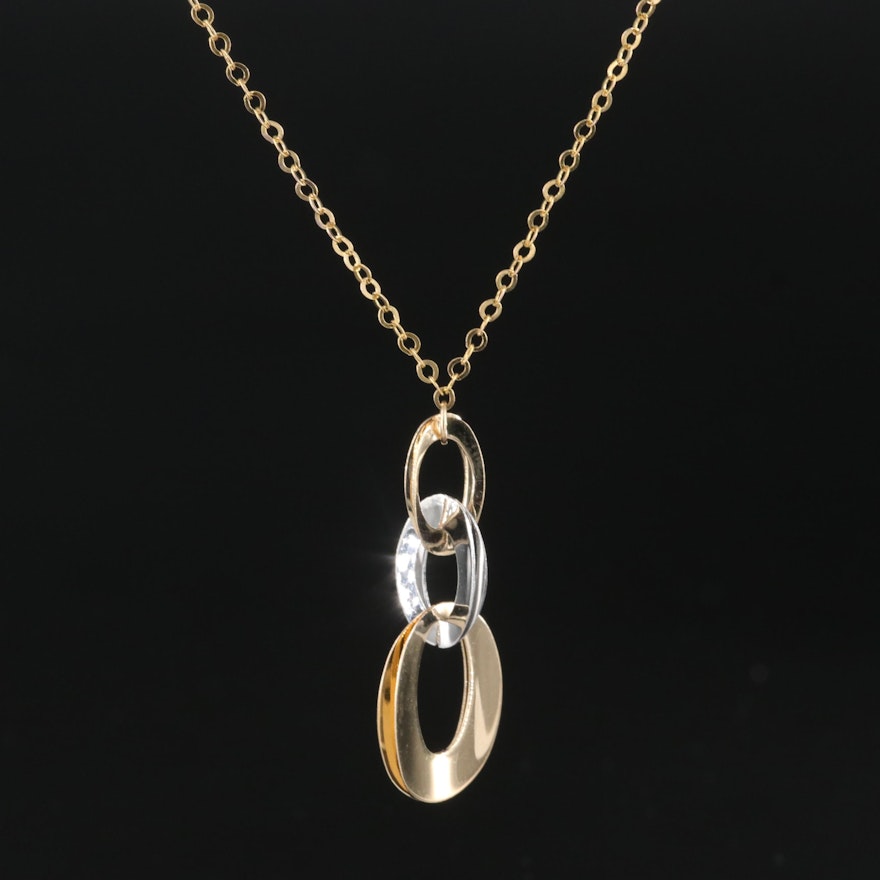 14K Two-Tone Drop Station Necklace