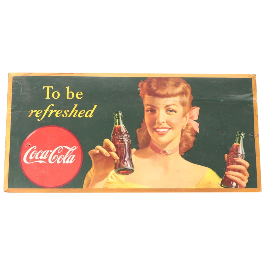 Coca-Cola "To Be Refreshed" Large Cardboard Advertising Wall Sign, circa 1949