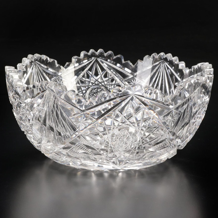 American Brilliant Style Cut Glass Bowl, Early 20th Century