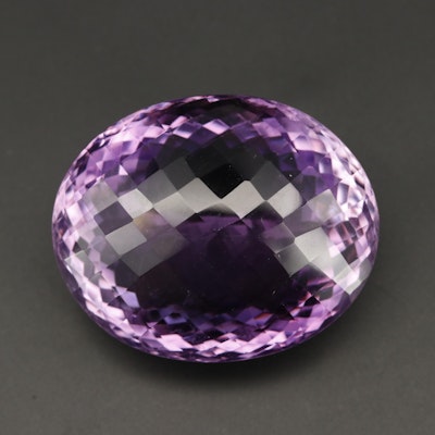 Loose 105.97 CT Oval Checkerboard Faceted Amethyst