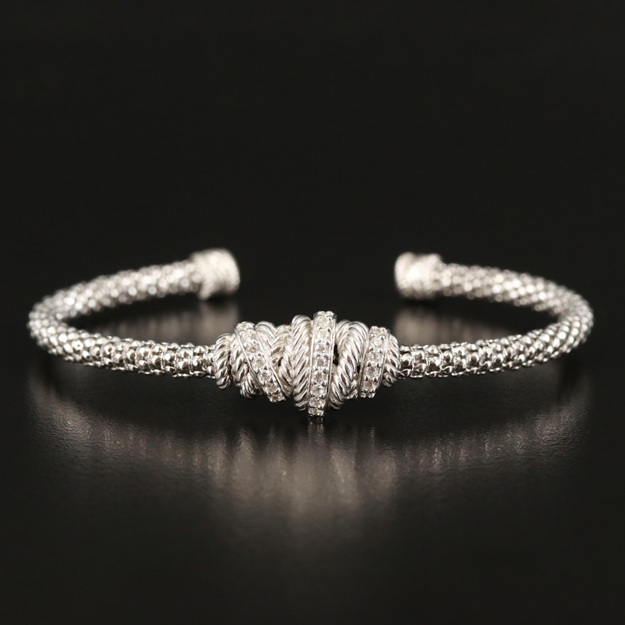 Judith Ripka Sterling Cuff with Cubic Zirconia Accents