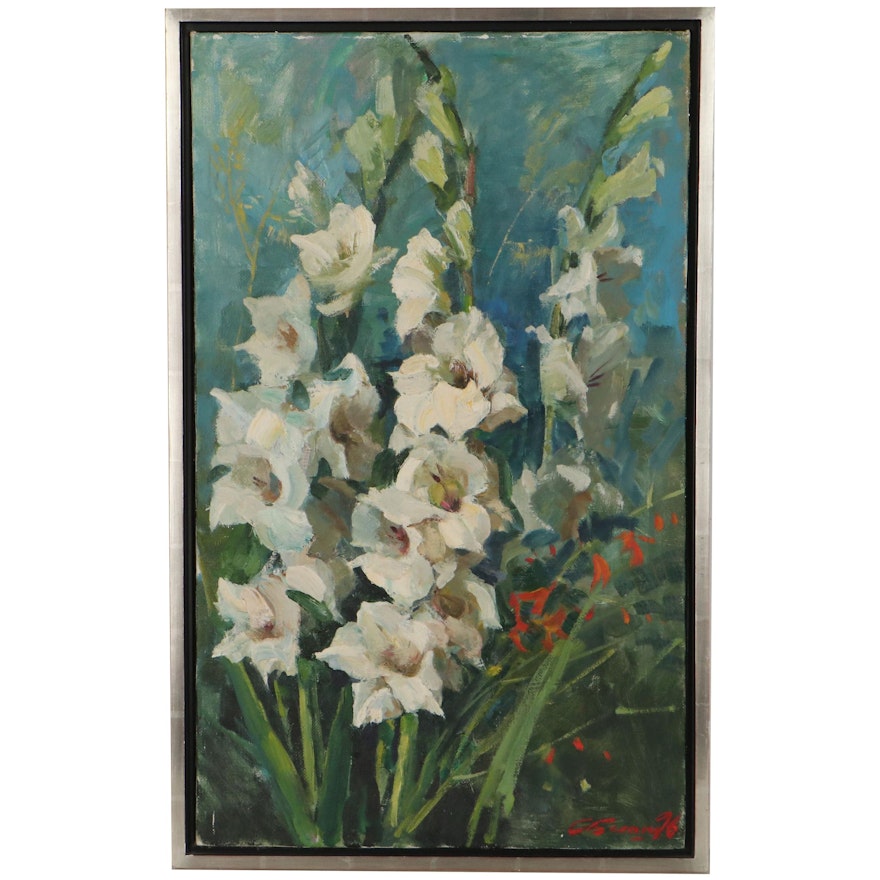 Floral Still Life Oil Painting "Gladiolus," 1996