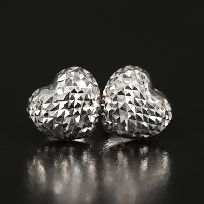 14K Faceted Heart Stud Earrings