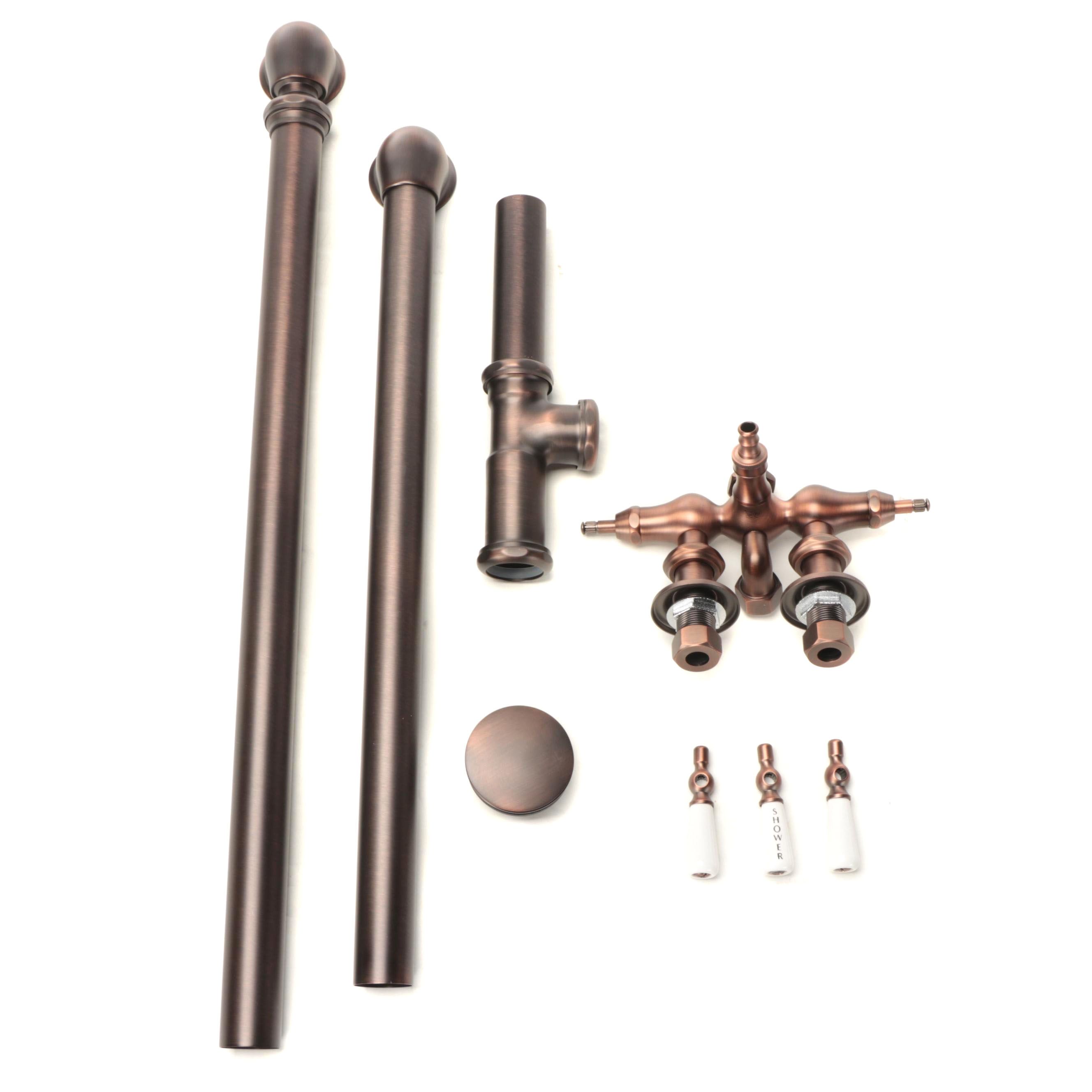 OilRubbed Bronze Clawfoot Tub Diverter Valve, 1.50" Tub Drain with