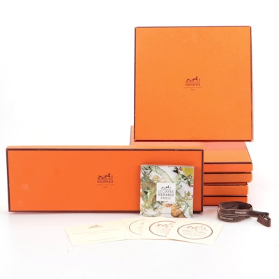 Hermès Boxes with Booklet, Manufacturer Information, and Ribbon