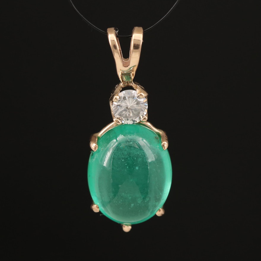 14K 4.51 CT Emerald and Diamond Pendant