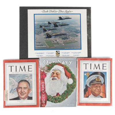 "TIME" and "Our Navy" Magazines with "Best Wishes, Blue Angels" Print