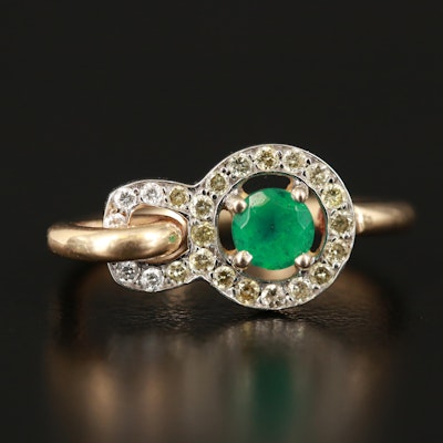 18K and 14K Emerald and Diamond Ring