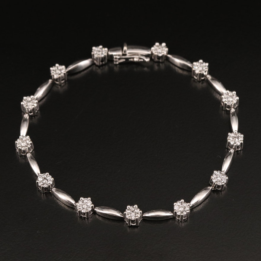 14K 0.94 CTW Diamond Cluster Link Bracelet