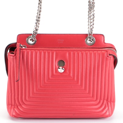 Fendi DotCom Click Shoulder Bag in Quilted Red Lambskin Leather
