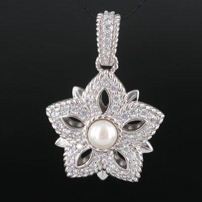 Judith Ripka Flower Enhancer Pendant with Pearl and Cubic Zirconia