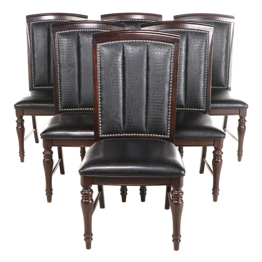 American Signature "Esquire" Faux Leather Upholstered Side Chairs