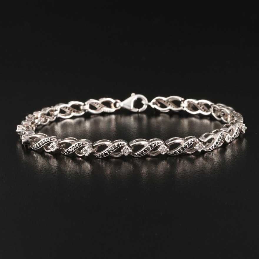 Sterling 0.55 CTW Diamond Infinity Bracelet