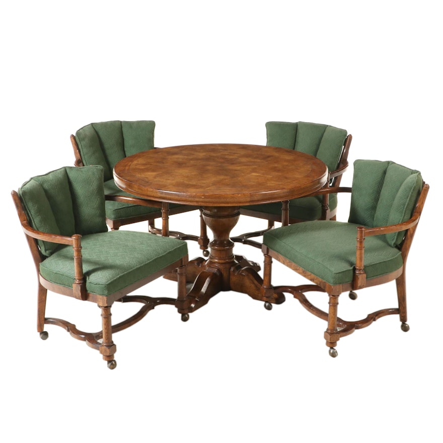 Five-Piece French Provincial Style Oak Dining Set, Late 20th Century