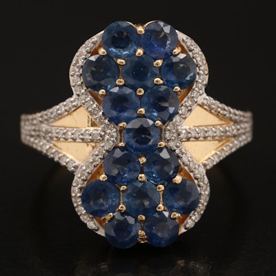 18K Sapphire and Diamond Hourglass Ring