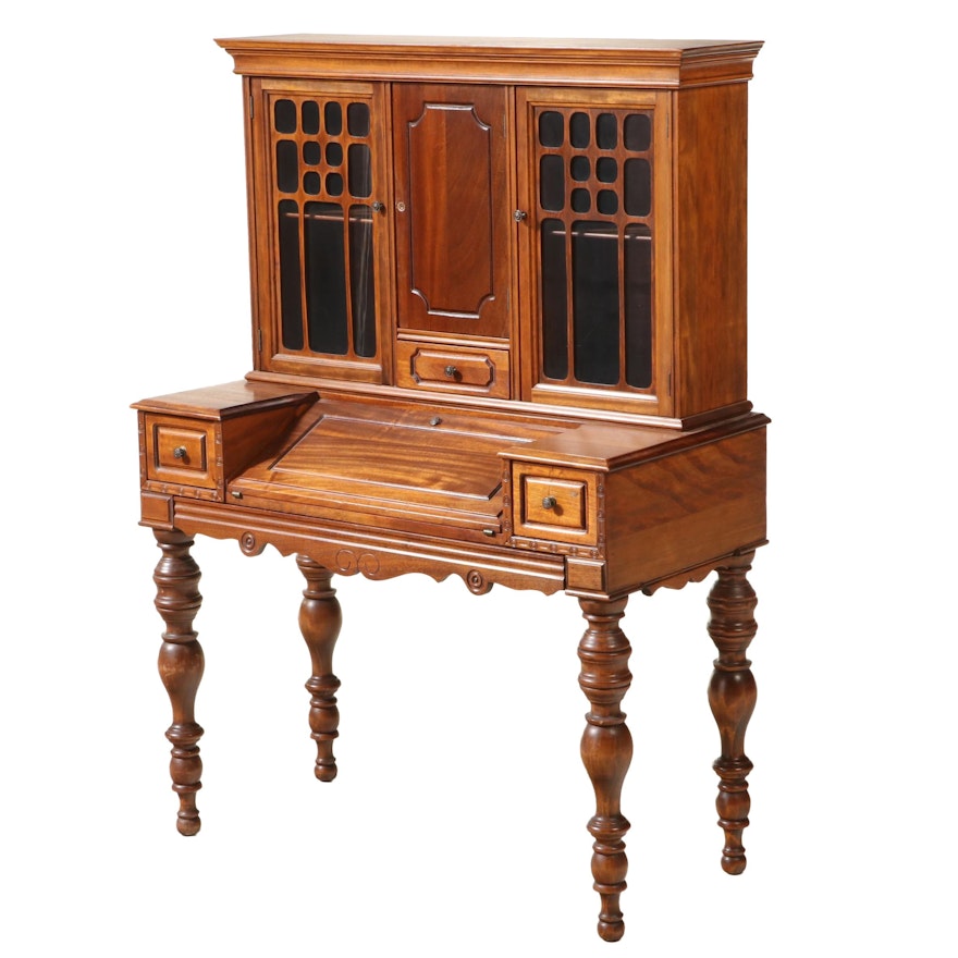 Jacobean Style Mahogany Secretary Bookcase, Early to Mid 20th Century