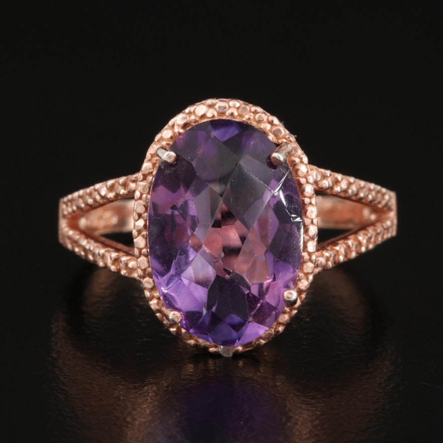 Sterling Silver Amethyst Oval Ring