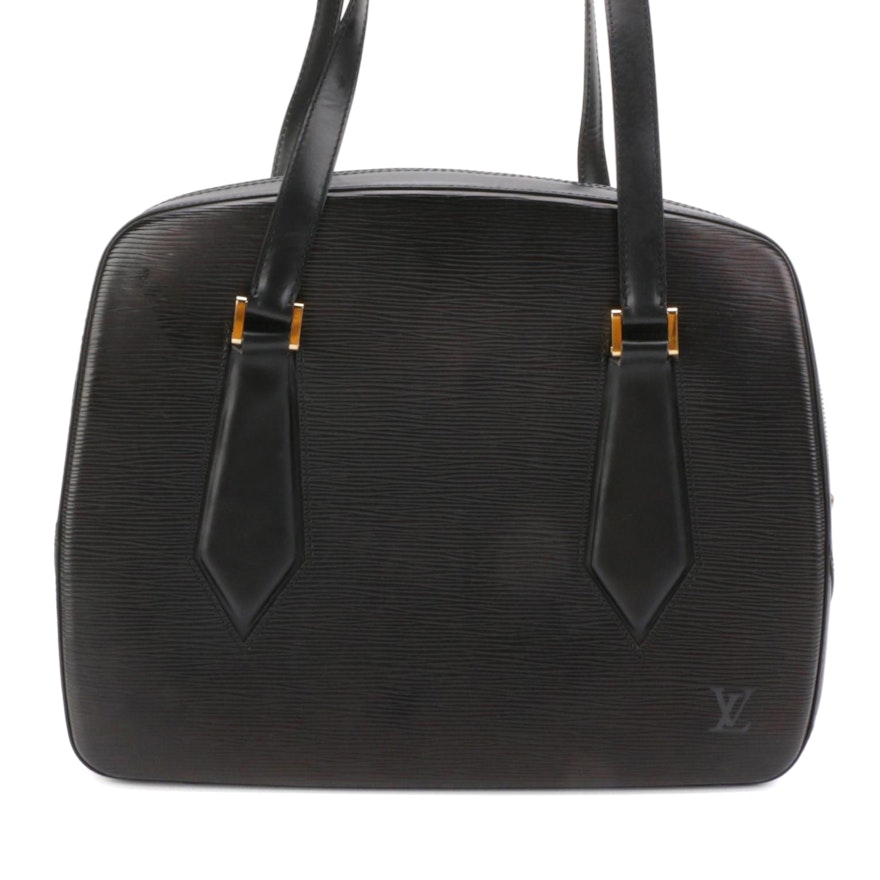 Louis Vuitton Voltaire Shoulder Bag in Black Epi and Smooth Leather