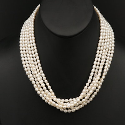 Multi-Strand Pearl Necklace with 14K Clasp