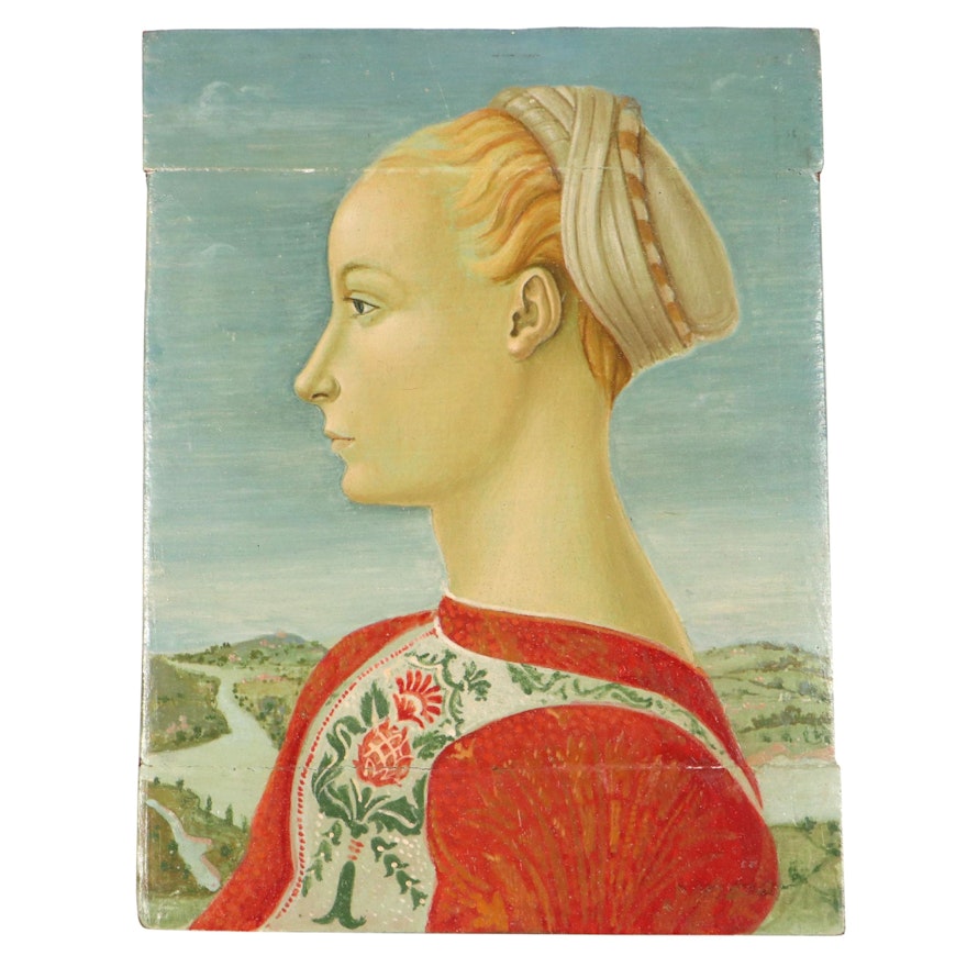 Oil Painting After Antonio Pollaiuolo Renaissance Portrait